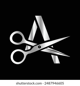 This luxurious and elegant initial "A" scissors logo
is designed for barbershops and salons, retaining its beauty
even when scaled down or used in black and white.