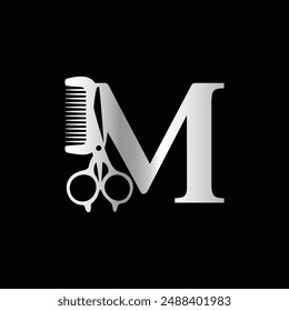 This luxurious and elegant initial M scissors logo is designed for barbershops and salons,
retaining its beauty even when scaled down or used in black and white.