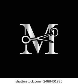This luxurious and elegant initial M scissors logo is designed for barbershops and salons,
retaining its beauty even when scaled down or used in black and white.