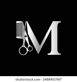 This luxurious and elegant initial M scissors logo is designed for barbershops and salons,
retaining its beauty even when scaled down or used in black and white.