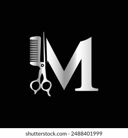 This luxurious and elegant initial M scissors logo is designed for barbershops and salons,
retaining its beauty even when scaled down or used in black and white.