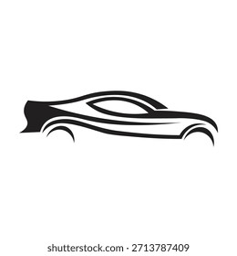 Este es un logotipo o icono de coche de lujo con un diseño de línea curva, el diseño se ve muy minimalista.