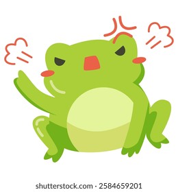 This mad green frog illustration is suitable for cute frog stickers etc