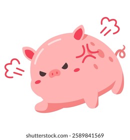 This mad little pig illustration is suitable for cute frog stickers etc