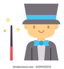 This Magician icon is suitable for Profession, occupation, job, avatar, etc.
