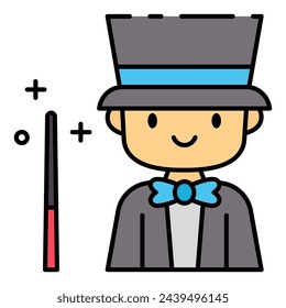 This Magician icon is suitable for Profession, occupation, job, avatar, etc.
