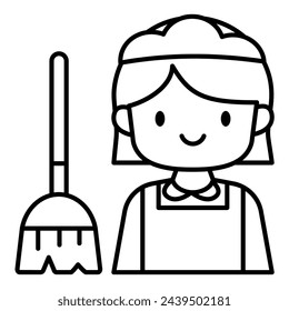 Este icono de la criada es conveniente para la profesión, ocupación, trabajo, avatar, etc.