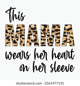 This mama wears her heart on her sleeve retro t shirt design