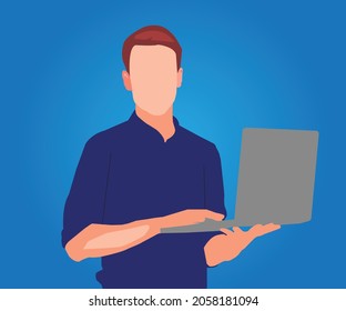 This is a man with laptop illustration.