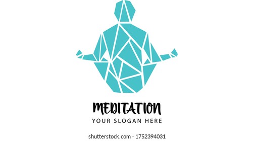 This is man in an meditation pose constructed with abstract shapes. This is very suitable for a Minimal logo of a Spa or a healing related branding