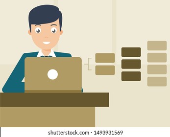 
This man is working hard in the office
