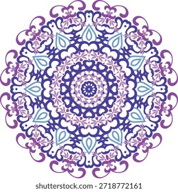 Este diseño de mandala presenta intrincados patrones simétricos inspirados en la geometría sagrada, motivos florales y arte espiritual. Perfecto para el arte de la pared, páginas para colorear, tatuajes, imágenes de yoga y meditación, impresiones textiles, marcas y proyectos digitales.
