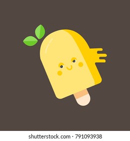 This is a Mango Icecream vector with cute smiling face