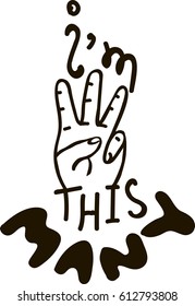 I'm this many. Vector illustration with Typography. Child's hand, with three fingers raised. T-shirt graphics for kids vector illustration