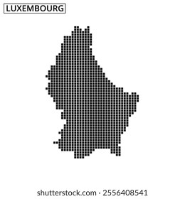 This map displays Luxembourg's outline in a unique dotted design, emphasizing the country's shape and geography.