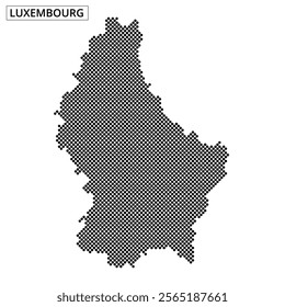 This map displays Luxembourg's outline in a unique dotted design, emphasizing the country's shape and geography.