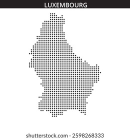 This map displays Luxembourg's outline in a unique dotted design, emphasizing the country's shape and geography.
