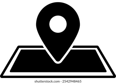 This is a map and map pin silhouette icon.
