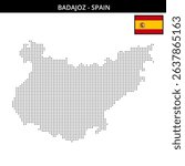 This map showcases the outline of Badajoz in dots