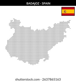 This map showcases the outline of Badajoz in dots