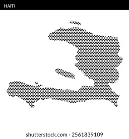 This map showcases the outline of Haiti in a dotted texture against a white background, emphasizing its geographical shape.