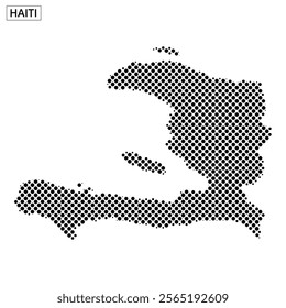 This map showcases the outline of Haiti in a dotted texture against a white background, emphasizing its geographical shape.