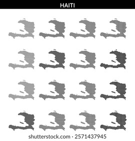 This map showcases the outline of Haiti in a dotted texture against a white background, emphasizing its geographical shape.