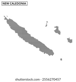 This map showcases the outline of New Caledonia and nearby islands, highlighting their unique shapes and locations in the Pacific.