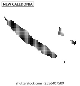 This map showcases the outline of New Caledonia and nearby islands, highlighting their unique shapes and locations in the Pacific.