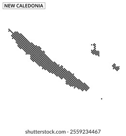 This map showcases the outline of New Caledonia and nearby islands, highlighting their unique shapes and locations in the Pacific.