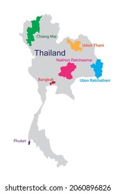 This is a map of Thailand. Bangkok is the capital.There are tourist provinces that foreigners visit, namely Chiang mai and Phuket, and provinces with large areas and important economic resources.