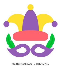 This Mardi Gras icon is suitable for Mardi Gras carnival, Medieval, party, etc.