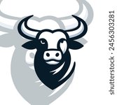 This is a mascot logo with a vector illustration of a buffalo head in black