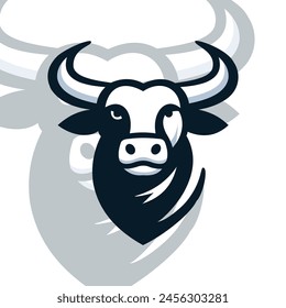 This is a mascot logo with a vector illustration of a buffalo head in black