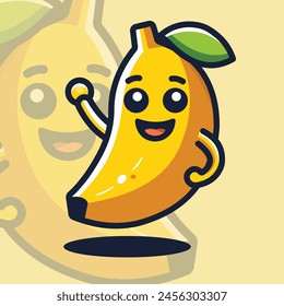 This is a mascot logo with a vector illustration of a banana.