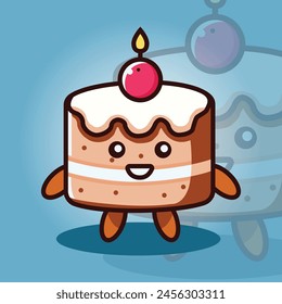 This is a mascot logo with a vector illustration of a cake.