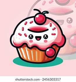 This is a mascot logo with a vector illustration of a cake.