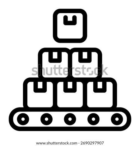 This Mass production icon is suitable for Manufacturing, Distribution, and related fields.