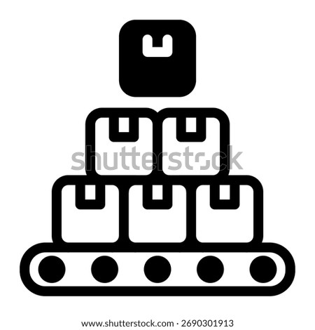 This Mass production icon is suitable for Manufacturing, Distribution, and related fields.