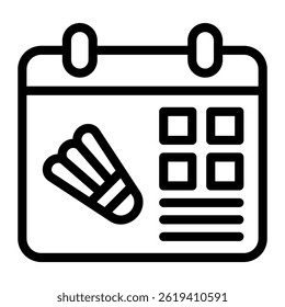 This Match Schedule icon is suitable for Badminton, Sport, etc