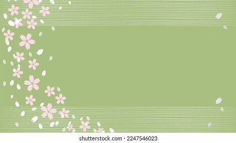 This is a matcha-flavored flowing cherry blossom petals background illustration.