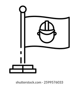 This May Day flag icon is suitable for May Day, Labour Day, etc