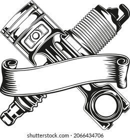 This Mechanic logo is part of the Mechanic, Garage, Repair service, and Mechanic tools collections. It consists of a piston SVG and a spark plug SVG. svg