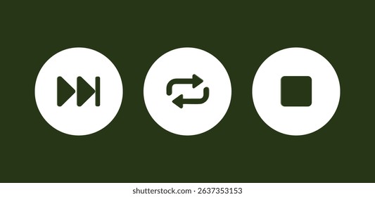 This Media Control Icon Set features a bold, minimalist design perfect for music players, podcast apps, or any multimedia interface.
