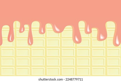 This is melted chocolate and white chocolate. Chocolate bar white and strawberry