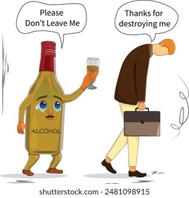 This meme shows a man who were destroyed by being an alcoholic guy. Finally he realize the situation and trying to stop using alcohol and mind tries to addict him back.