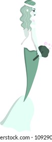 This is a mermaid bride. Available as a design element for wedding projects such as wedding salons, wedding cards or products for brides themselves.  