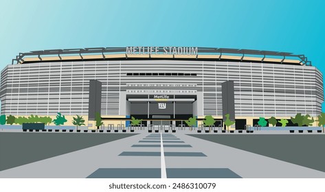 Dieses MetLife-Stadion befindet sich in den Vereinigten Staaten und wird für die Fußball-Weltmeisterschaft genutzt. Bild in Vektorgrafik. HD-Qualität