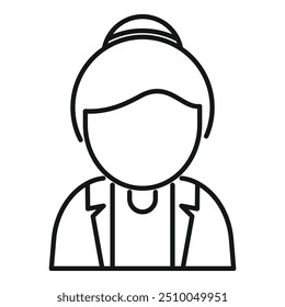 This minimal icon of a businesswoman wearing a suit jacket is perfect for projects related to business and employment
