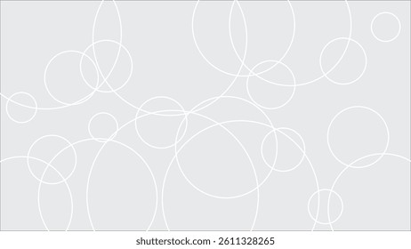 This minimalist background features a soft gray backdrop with delicate white lines forming interconnected circles.